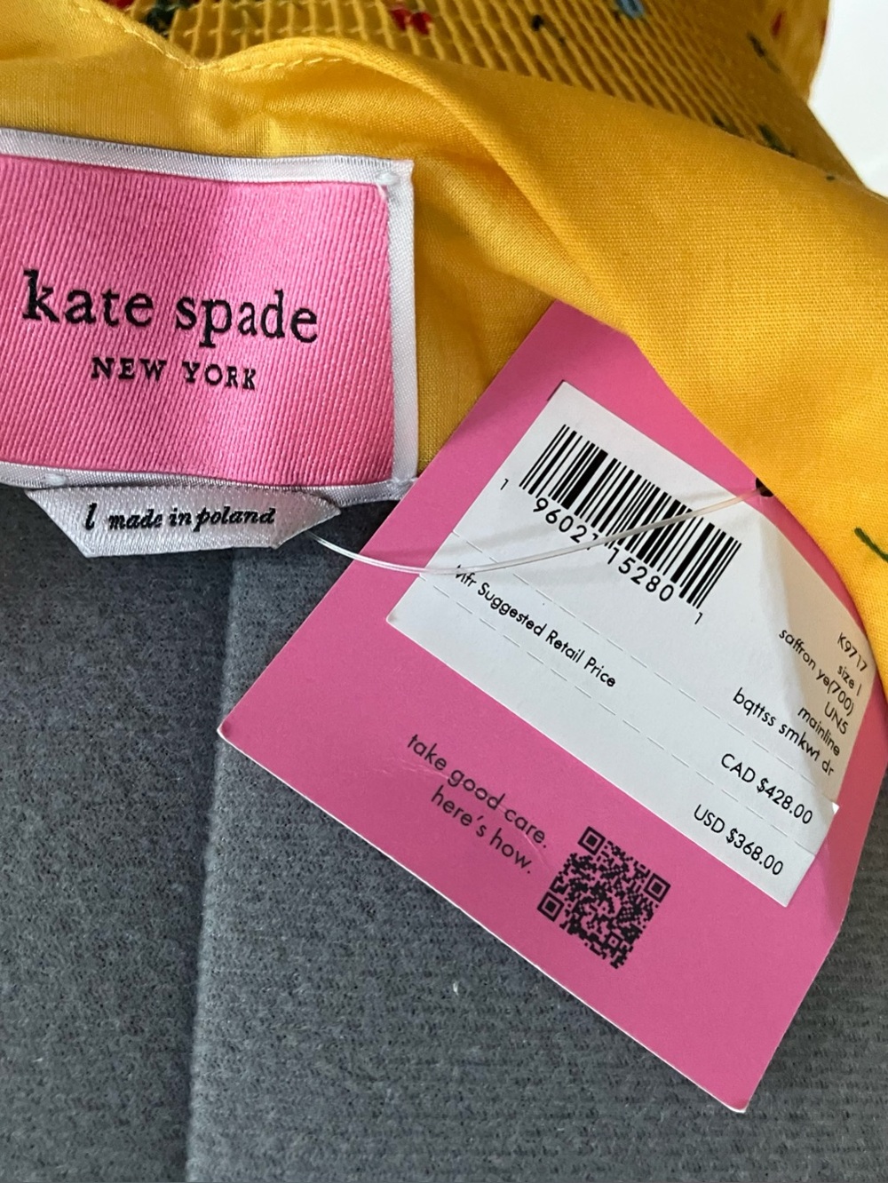 kate spade Yellow Floral Smocked Midi Dress with Boat Neck - Picture 4 of 4